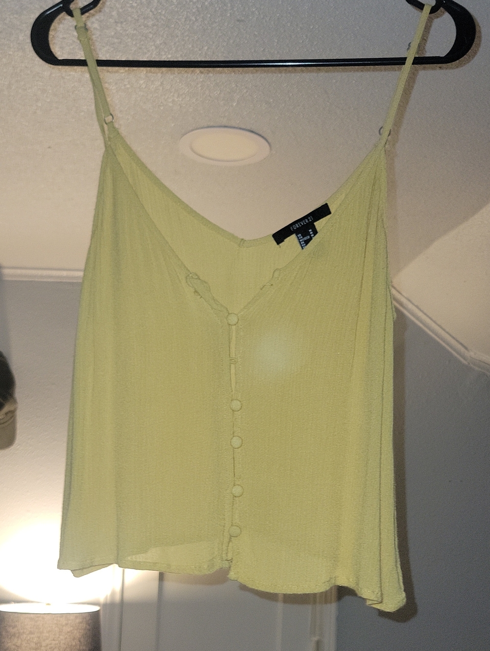 Forever 21 Pale Yellow Button-Front V-Neck Cami